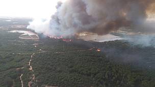 Foto aérea del incendio producido en Doñana el sáabado 24 de junio de 2017 