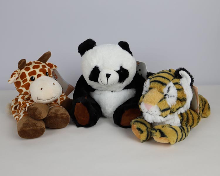 Peluches térmicos panda, jirafa y tigre (Tienda Panda) 