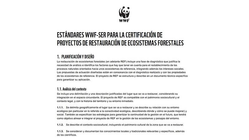 Portada sobre informe de proyectos de restauración de ecosistemas forestales